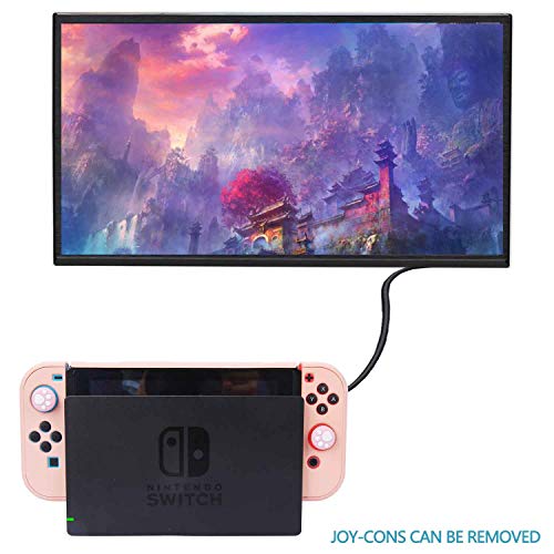 Dockable Case for Nintendo Switch - COMCOOL 3 in 1 Protective Cover Case for Nintendo Switch and Joy-Con Controller with Screen Protector and Thumb grips - Pink - color: Pink