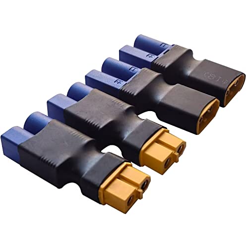 2Pairs EC5 to XT60 Connector Male XT60 to Female EC5 Adapter, Female XT60 to Male EC5 Connector Adapter No Wires Connectors Compatible with RC FPV Drone Car Lipo NiMH Battery Charger ESC
