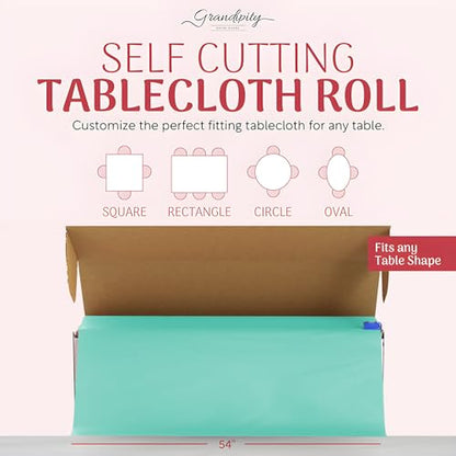 Grandipity Plastic Table Cloth Roll - 54in x 100 Ft. Table Cover Aqua - color: Aqua, size: 1200" x 54" (Rectangular)