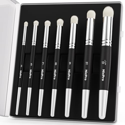 Nicpro Dry Brush Miniature Painting, 7 Sizes Drybrush with Storage Case
