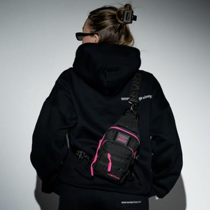 WOLFpak 4L Mini Tactical Sling Bag Crossbody - color: Black Neon Pink