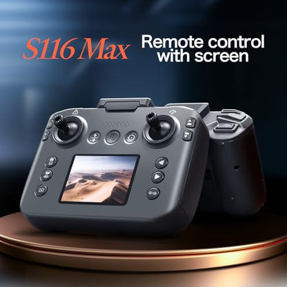 Hobby RC Drone with Screen Remote, Dual 720P Cameras, Optical Flow Positioning, 6-Channel Gyro, Brushless Motor, Headless Mode, Hover Function, One-Key Takeoff, Altitude Hold, Standard Battery. Beginner-Friendly RC Quadcopter Drone