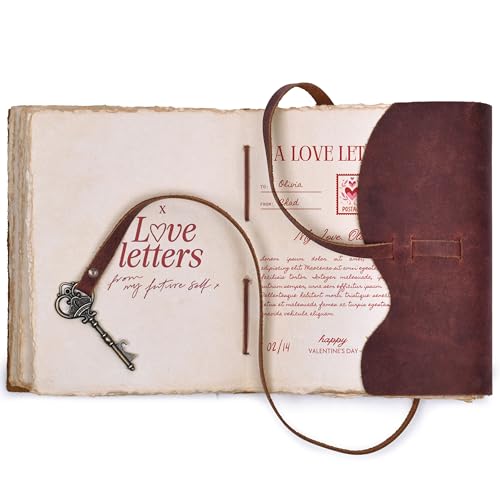 LEATHER VILLAGE Old Journal Key Lock, Mahogany Brown 6x4. - color: Beetroot Red, size: 6"X4"