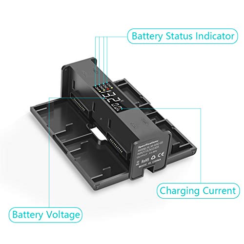 Hanatora Digital Display 4 in 1 Foldable Battery Charging Hub for DJI Air 2S,Mavic Air 2 Drone,Multi Charger in Sequence Charge Accessories