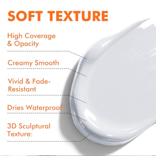 GOTIDEAL White Acrylic Paint, Titanium White Paint (250ml / 8.45oz) Tubes - color: Titanium White