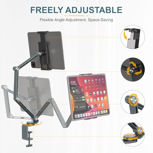 Houele Tablet Stand Holder iPad Stand for Desk Tablet Desk Mount - color: Grey