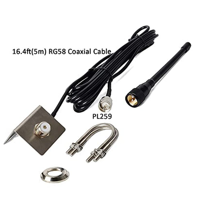 HYS VHF Marine Antenna Low-Profile 156-163MHz w/16.4ft(5m) Cable with PL259