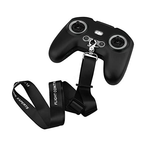 BTG Silicone Sleeve Protective Cover & Lanyard Neck Strap for DJI Avata/Avata 2 / FPV Combo Remote Controller 3 2 Accessories (Black)