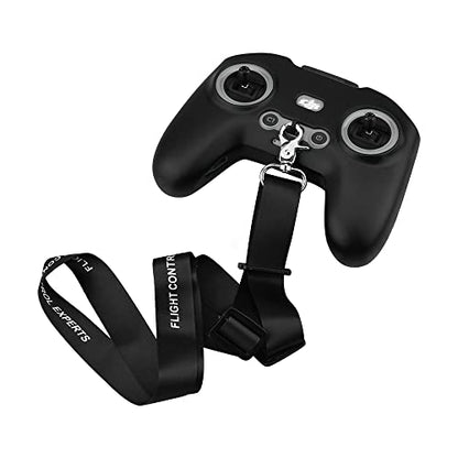 BTG Silicone Sleeve Protective Cover & Lanyard Neck Strap for DJI Avata/Avata 2 / FPV Combo Remote Controller 3 2 Accessories (Black)