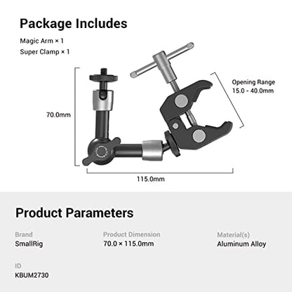 SMALLRIG Super Clamp w/ 1/4" and 3/8" Thread and 5.8 Inches Magic Arm - size: 5.8''+arm only