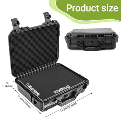 NineLeaf Waterproof Hard Case with DIY Customizable Foam Insert, Portable Protective Storage Case with Knife for Camera, Drones Carry Case, 14.3 × 11.4 × 4.5 in, Black,7PK