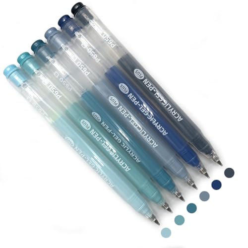 6 Colors 1.0mm Fine Pointed Acrylic Gel Pen Set,Nordic Blus - color: Blue
