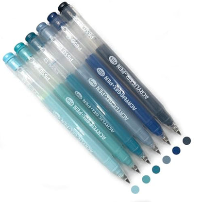 6 Colors 1.0mm Fine Pointed Acrylic Gel Pen Set,Nordic Blus - color: Blue