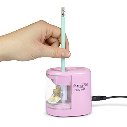 RAPESCO 1446 Automatic Electric USB/Battery Pencil Sharpener, Candy Pink - color: Candy Pink