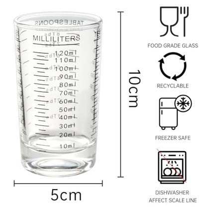BCnmviku Measuring Cup Shot Glass 4 Ounce/120ML Liquid Heavy High Espresso Glass Cup Black Line (1, Black) - color: Black