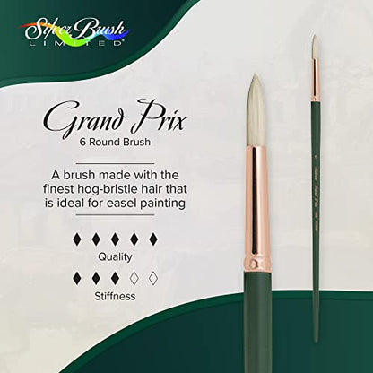 Silver Brush Limited Grand Prix Round Oil Paintbrush, Size 6, Long Handle - size: Size 6