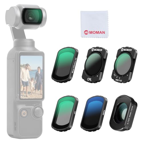 Moman Professional Magnetic Filter Kit Compatible with DJI Osmo Pocket 3 Pocket 4, VND ND64 CPL Black Mist Wide Angle Lens UV Filters for Cinematic Outdoor Filming - size: Professional Video Kit (6 pack)