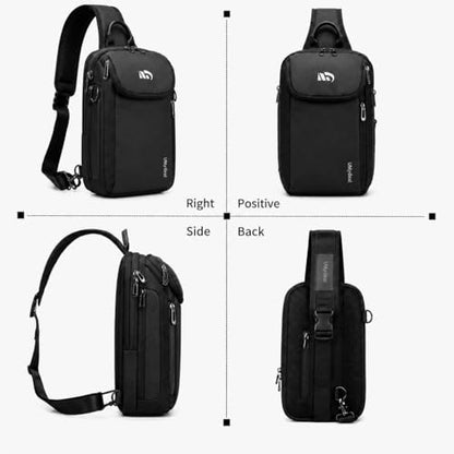 Sling Backpack RFID, Men Shoulder Crossbody Bag for 11-inch iPad Travel - color: Grey, size: Small