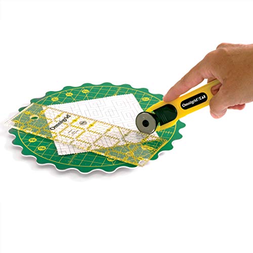 Omnigrid 8" 360° Rotating Mat Set with Self-Healing Cutting Mat, Ruler, and Rotary Cutter
