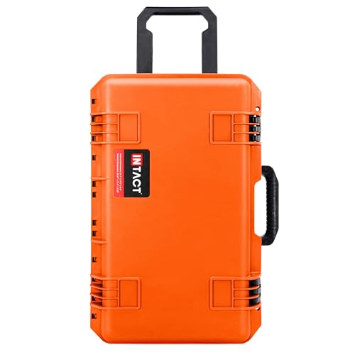 Eylar 22" Intact Premium Series Rolling Carry-On Hard Case with Wheels, IP67 Waterproof Crushproof, TSA Approved Travel Luggage, Customizable Pluck Foam for Cameras, Drones, Gear (Orange) - color: Orange