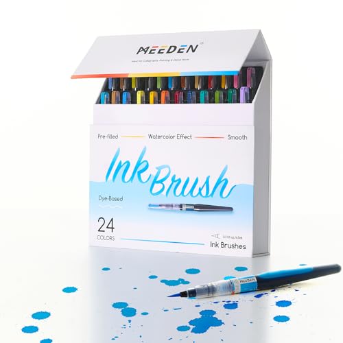 MEEDEN Liquid Watercolor Ink Brushes: 24 Colors Dye-Based - color: 24 Colors Set