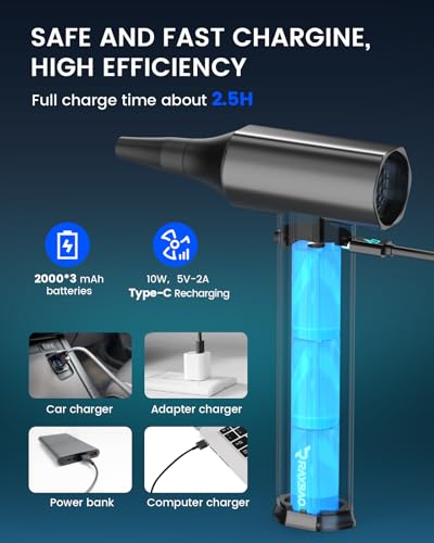 Compressed Air Duster,130000RPM Lightweight Blower for PC Keyboard, Car - color: Dark GRAY