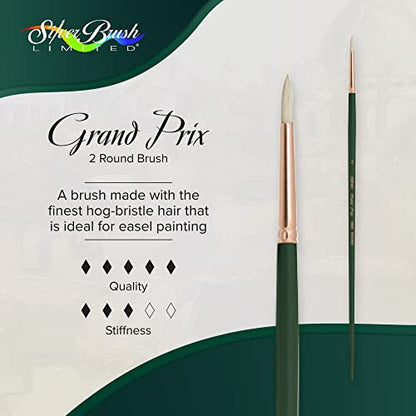 Silver Brush Limited Grand Prix Round Oil Paintbrush, Size 2, Long Handle - size: Size 2