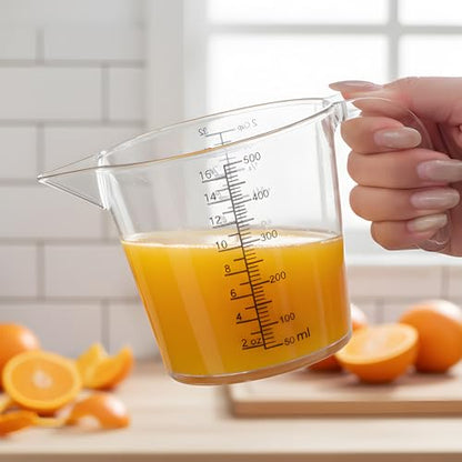 2 Cup (500ml) Measuring Cup, Laser-Etched oz/cup/mL/Tbsp, Plastic Measuring Cup with Handle for Cooking, Mixing & Kitchen Use - size: 02 - 16 fl oz (2 Cup)