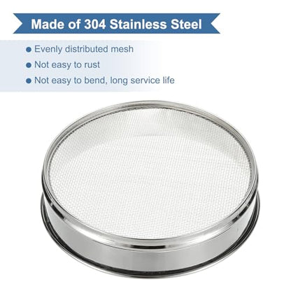 PATIKIL 8 Mesh(2.5mm) Lab Sieve, 11.8"(30cm) Diameter Sifting Screen 304 Stainless Steel Wire Cloth Fine Mesh Sieve for Industrial Laboratory Home Soil Sifter Dry Sift Screens Hash - size: 8Mesh (2.5mm)