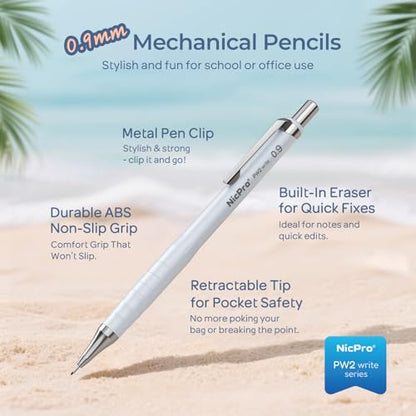 Nicpro Cute Mechanical Pencil Set, 4PCS 0.9mm Pastel Drafting Pencils - style: 0.9mm