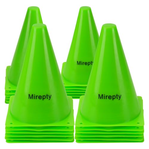 Mirepty 7 Inch Plastic Traffic Cones Sport Training Agility Marker Cone - color: Green, 24 Pack