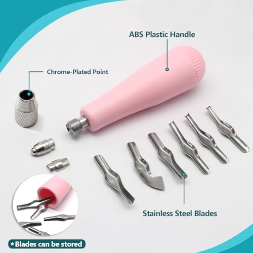 Luomorgo Linocut Carving Kit, Linoleum Cutter Tools with 6 Blades - color: Pink