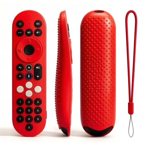 [2 Pack] Silicone Protective Case for Xumo Stream Box PR3 Voice Remote Control, Spectrum Tv Remote Case Cover with Lanyard - color: Black and Red