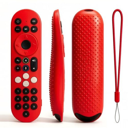 [2 Pack] Silicone Protective Case for Xumo Stream Box PR3 Voice Remote Control, Spectrum Tv Remote Case Cover with Lanyard - color: Black and Red