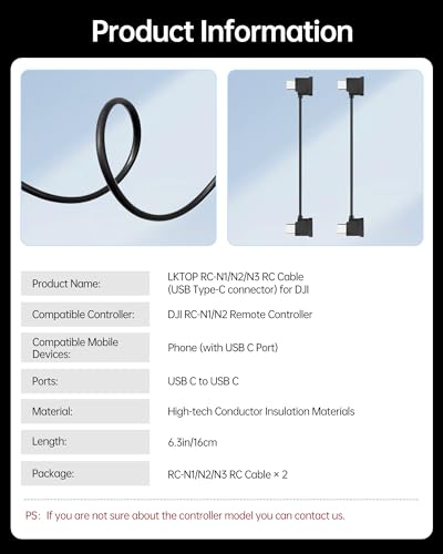 LKTOP 2PCS RC-N3/N2/N1 RC Cable for DJI RC-N3/N2/N1 - style: RC-N3/N2/N1 Cable (C to C)