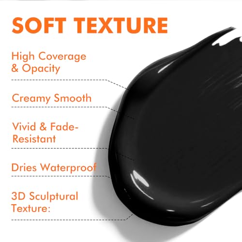 GOTIDEAL Black Acrylic Paint, Mars Black Paint (250ml / 8.45oz) Tube - color: Mars Black