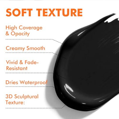 GOTIDEAL Black Acrylic Paint, Mars Black Paint (250ml / 8.45oz) Tube - color: Mars Black