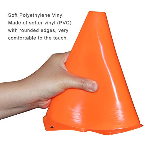 9 Inch Plastic Training Traffic Cones, Sport Cones, Set of 10/12/24 - color: 24 Pack Orange