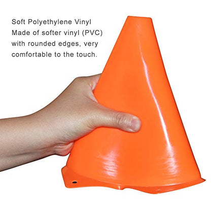 9 Inch Plastic Training Traffic Cones, Sport Cones, Set of 10/12/24 - color: 24 Pack Orange
