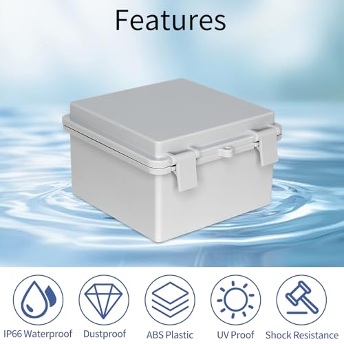 Weatherproof Junction Box Waterproof Electrical Box ABS Plastic Enclosure Switch Router Project Box Latch Hinged Project Enclosure (5.9"x5.9"x3.5") - color: Grey Cover, size: 5.9"x5.9"x3.5"