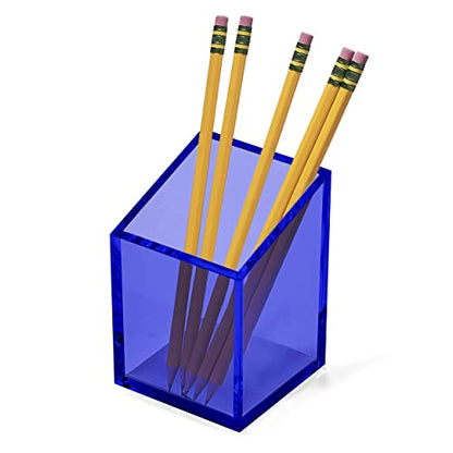 OfficeGoods Acrylic Pen and Pencil Holder, Blue - color: Blue