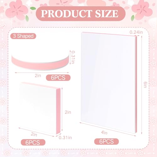 18 Pcs Rubber Stamp Carving Blocks Linoleum Blocks, Pink and White - color: Pink and White