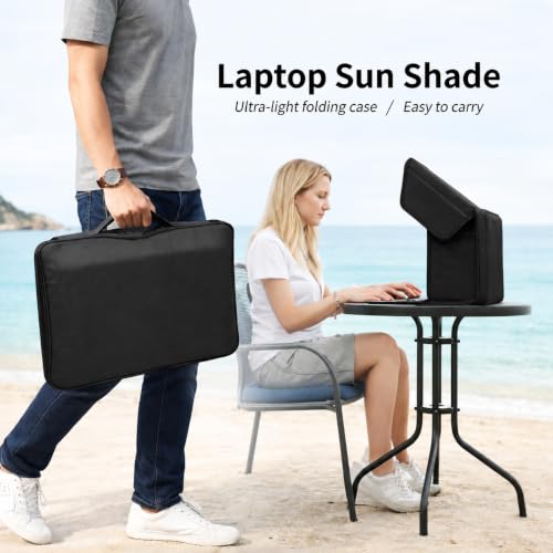 Anti-Glare Laptop Sun Shade for 14-Inch Notebook, Foldable Screen Hood for Outdoor Work