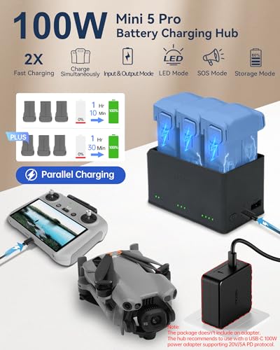 LKTOP 100W Parallel Charging Hub for DJI Mini 5 Pro Battery - size: For Mini 5 Pro, style: Hub
