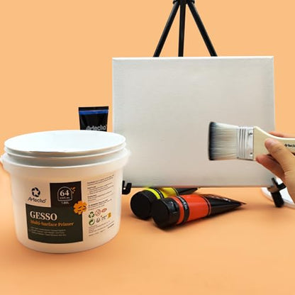 Artecho Gesso 64oz / 1.89L & 32 PCS Paint Brushes for Acrylic Painting