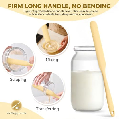 5Pcs Silicone Jar Spatulas Set, Non-Stick Heat Resistant Jam Spreader, Heat Resistant 572°F, Food-grade Cream Spatulas, Flexible Kitchen Scraper Tools for Mixing, Baking, and Cooking