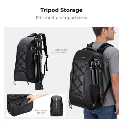 K&F CONCEPT Camera Backpack,30L Large Capacity Camera Bag for Photographers - color: 04-black, size: 30L