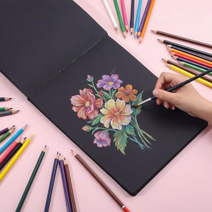 160 GSM Black Paper Sketchbook 9 × 12 in, 50 Sheets Black Paper Notebook - size: 9×12 Inch (1 Pack)