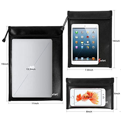 Fireproof Waterproof Money Document Bag, 3Pack Safe Pouch - color: Black