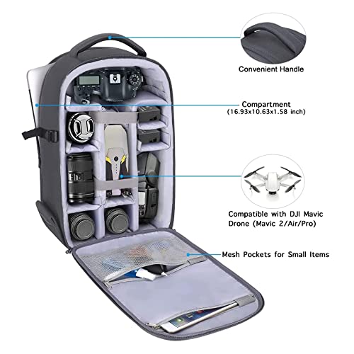 MOSISO Camera Backpack, DSLR/SLR/Mirrorless Photography Camera Bag - color: Gray